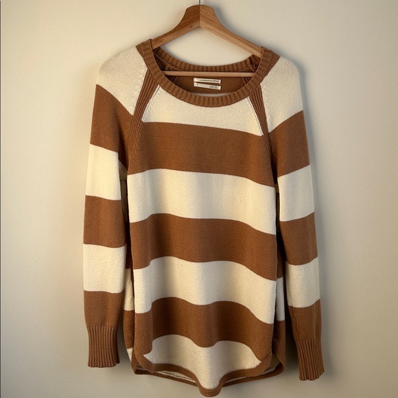 Anthropology Striped Tan and Cream Sweater - Picture 3 of 11